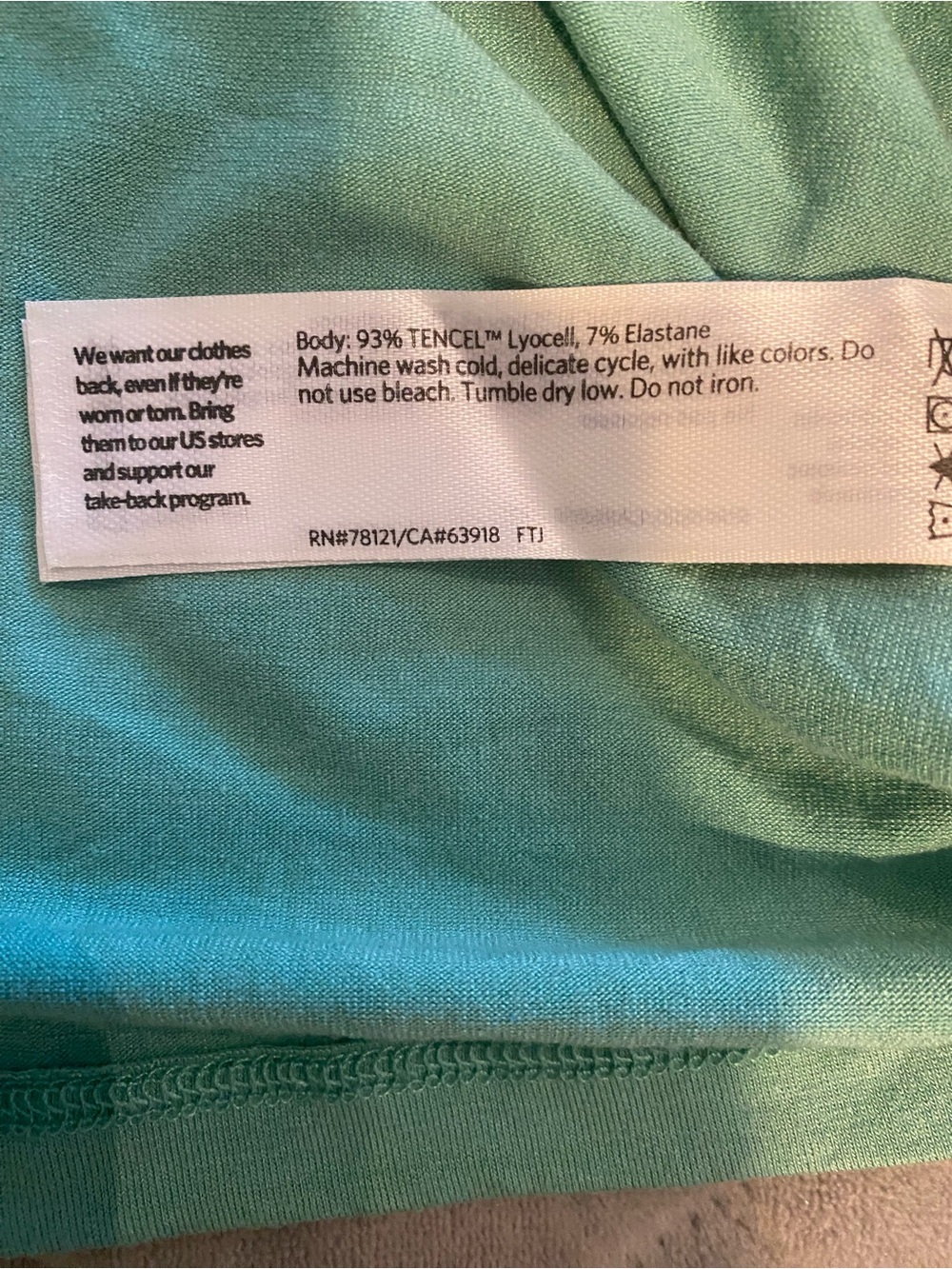 Eileen Fisher Seafoam Green Funnel Neck Short Sleeve Shirt Size Petite Large - Picture 5 of 5